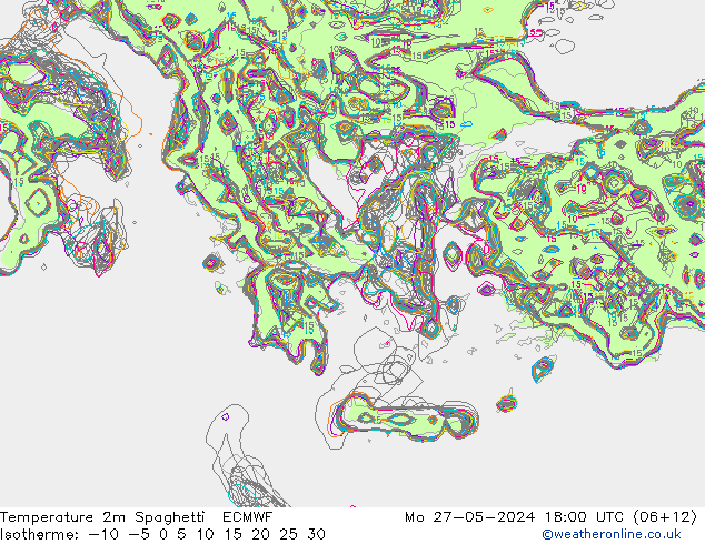 Sıcaklık Haritası 2m Spaghetti ECMWF Pzt 27.05.2024 18 UTC