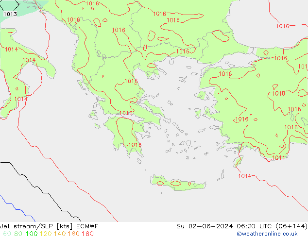 джет/приземное давление ECMWF Вс 02.06.2024 06 UTC