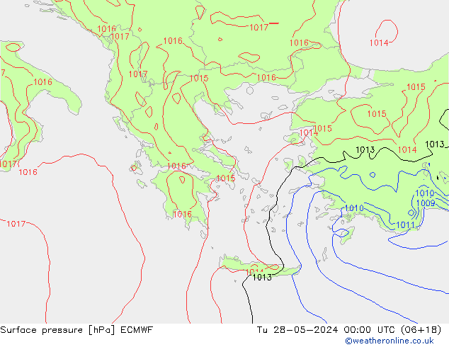 Presión superficial ECMWF mar 28.05.2024 00 UTC