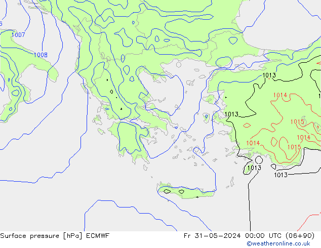 Surface pressure ECMWF Fr 31.05.2024 00 UTC