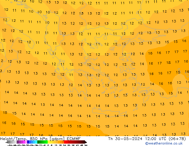 Height/Temp. 850 hPa ECMWF  30.05.2024 12 UTC