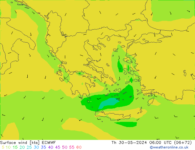 Surface wind ECMWF Th 30.05.2024 06 UTC