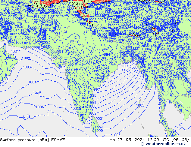 приземное давление ECMWF пн 27.05.2024 12 UTC