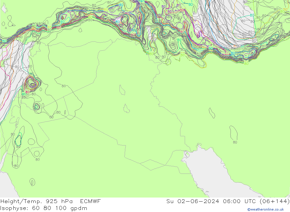 Hoogte/Temp. 925 hPa ECMWF zo 02.06.2024 06 UTC
