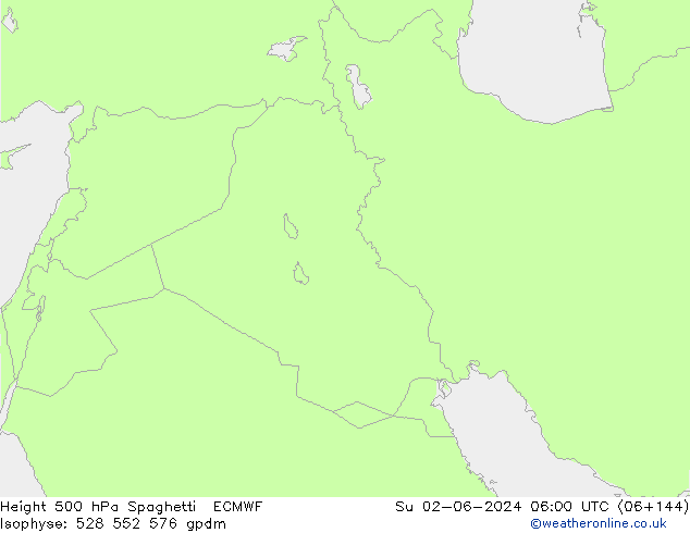 Height 500 hPa Spaghetti ECMWF Su 02.06.2024 06 UTC
