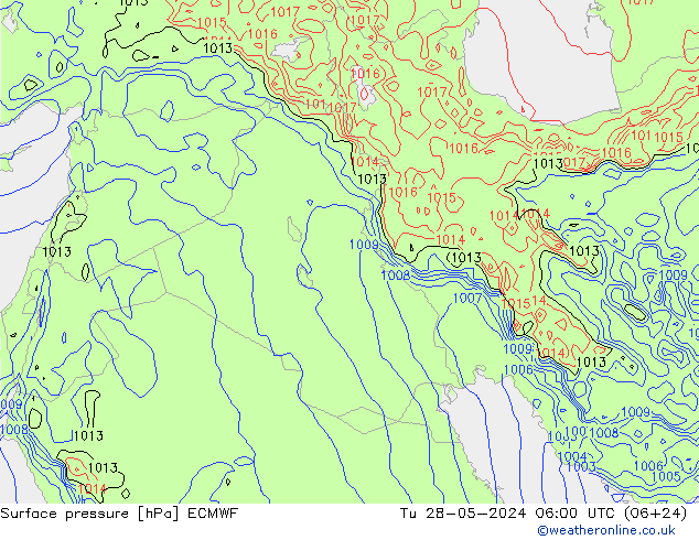 Surface pressure ECMWF Tu 28.05.2024 06 UTC