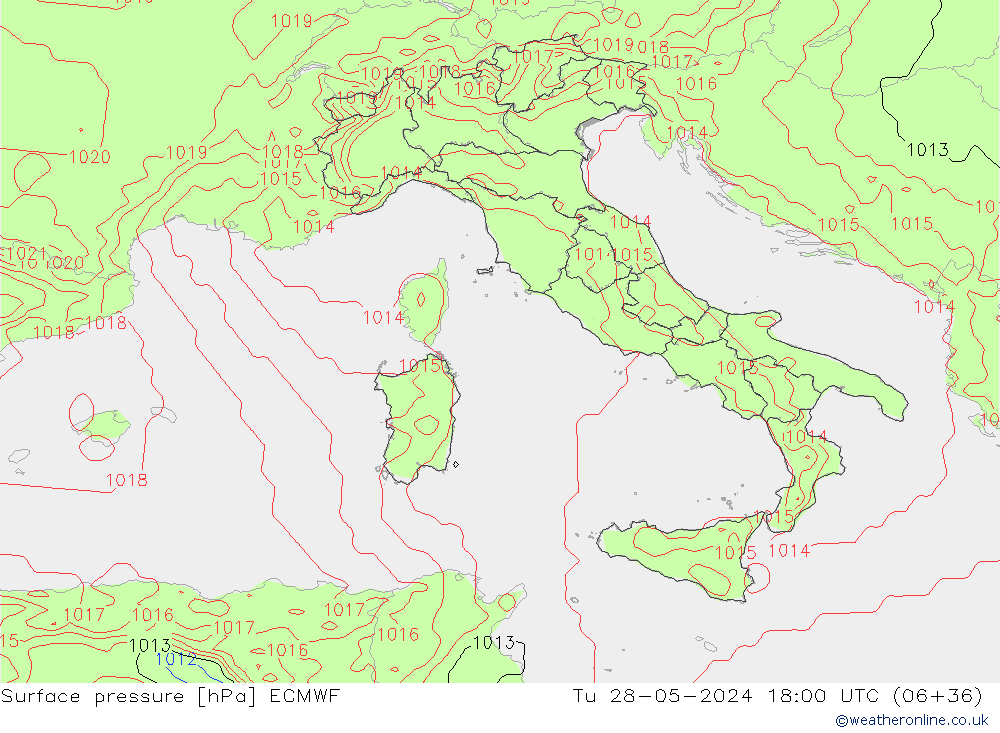 Surface pressure ECMWF Tu 28.05.2024 18 UTC