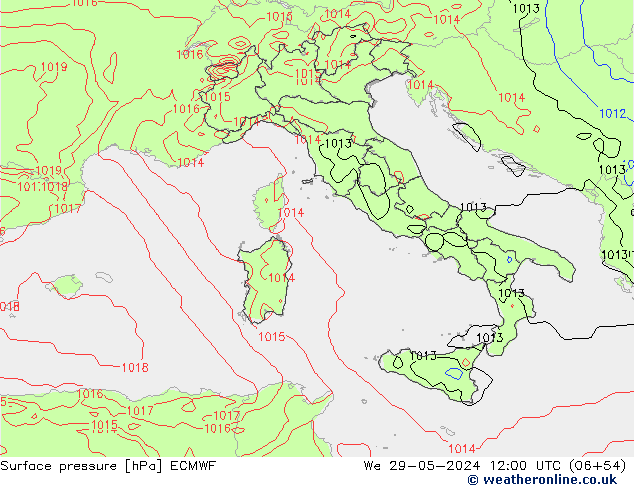 pressão do solo ECMWF Qua 29.05.2024 12 UTC