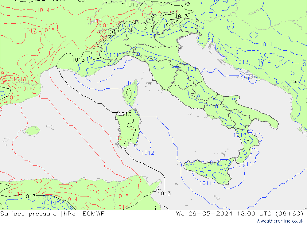 Bodendruck ECMWF Mi 29.05.2024 18 UTC