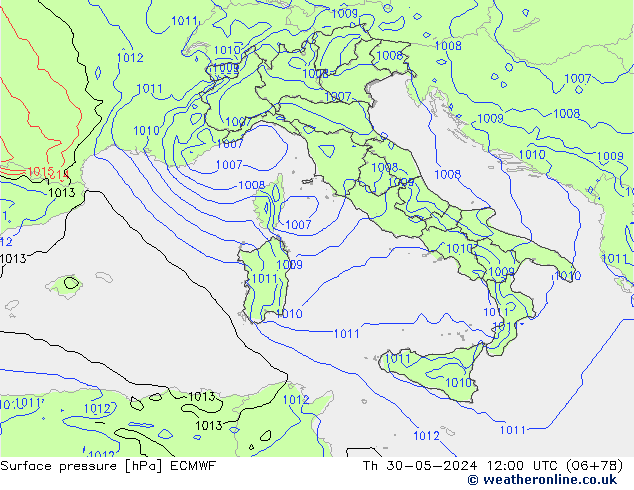 Bodendruck ECMWF Do 30.05.2024 12 UTC