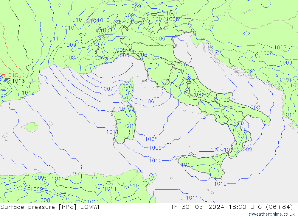 pressão do solo ECMWF Qui 30.05.2024 18 UTC