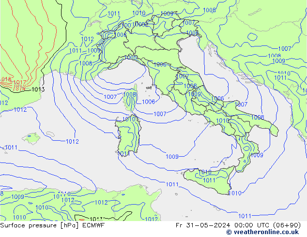 Surface pressure ECMWF Fr 31.05.2024 00 UTC