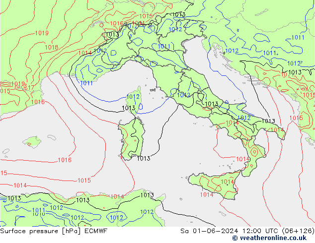 ciśnienie ECMWF so. 01.06.2024 12 UTC