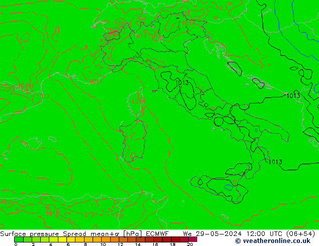 Yer basıncı Spread ECMWF Çar 29.05.2024 12 UTC