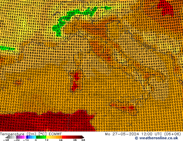 température (2m) ECMWF lun 27.05.2024 12 UTC