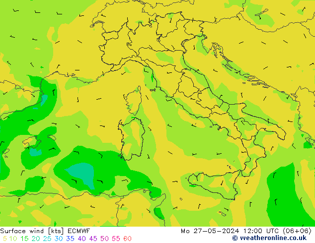 Rüzgar 10 m ECMWF Pzt 27.05.2024 12 UTC