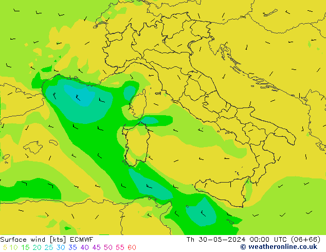 Vent 10 m ECMWF jeu 30.05.2024 00 UTC