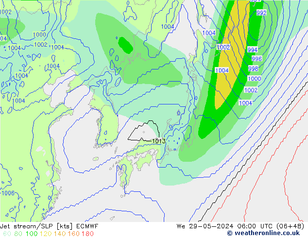 Jet Akımları/SLP ECMWF Çar 29.05.2024 06 UTC