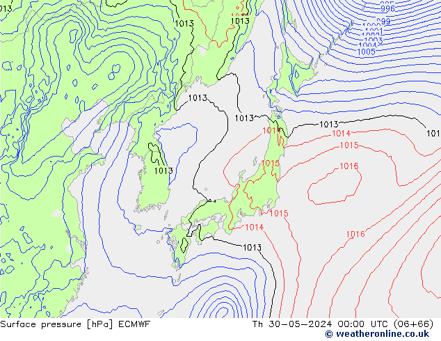 Atmosférický tlak ECMWF Čt 30.05.2024 00 UTC