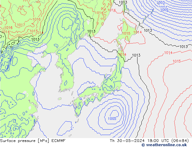 ciśnienie ECMWF czw. 30.05.2024 18 UTC