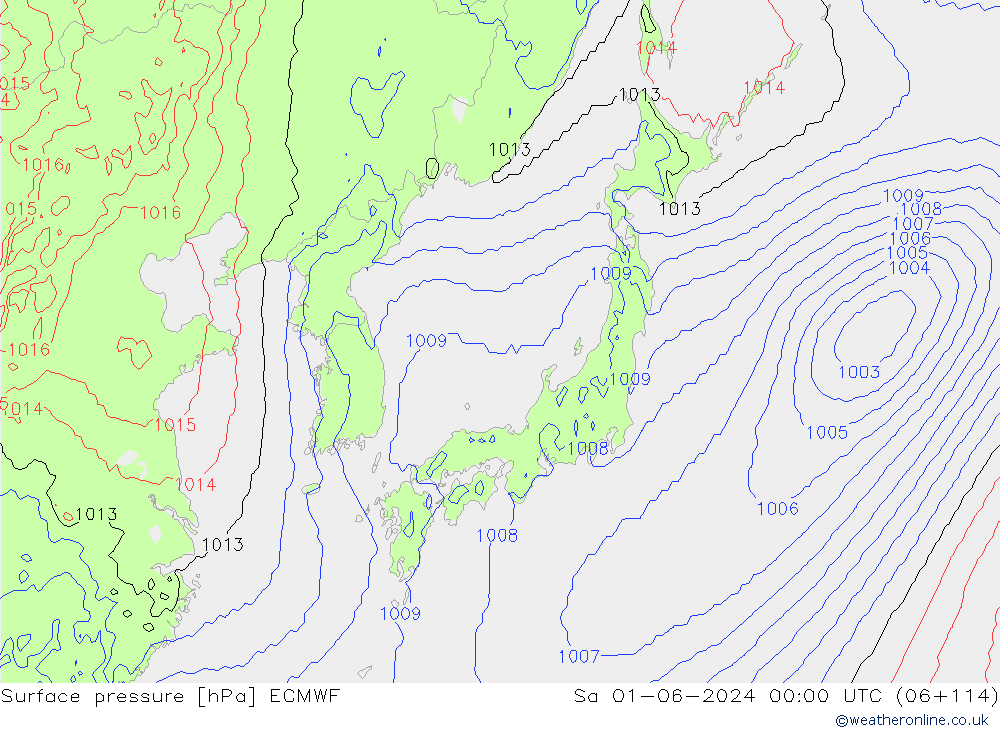 pressão do solo ECMWF Sáb 01.06.2024 00 UTC