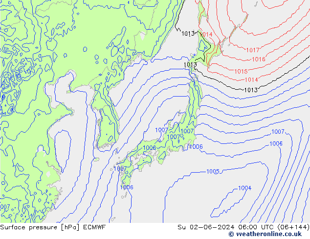 Bodendruck ECMWF So 02.06.2024 06 UTC