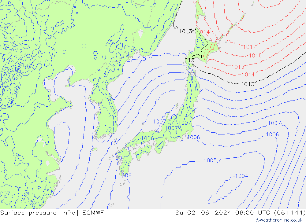 Pressione al suolo ECMWF dom 02.06.2024 06 UTC