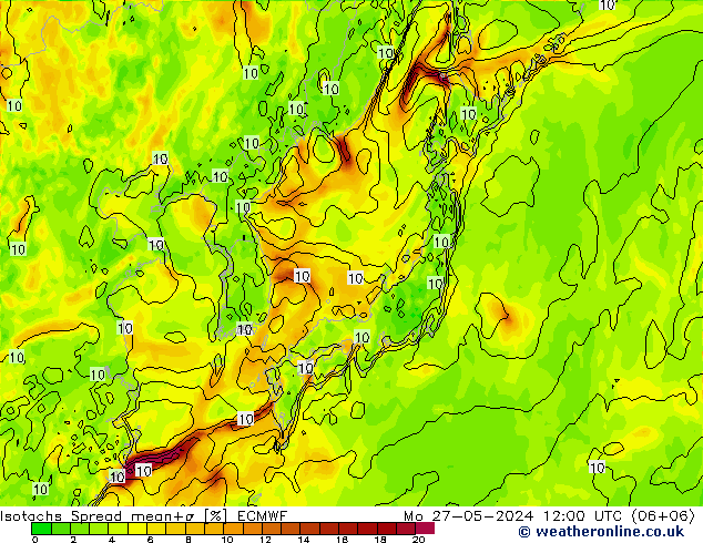 Isotaca Spread ECMWF lun 27.05.2024 12 UTC