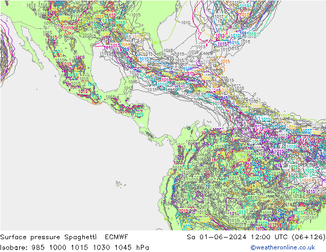 Surface pressure Spaghetti ECMWF Sa 01.06.2024 12 UTC