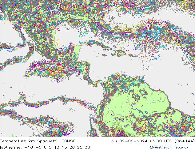 карта температуры Spaghetti ECMWF Вс 02.06.2024 06 UTC