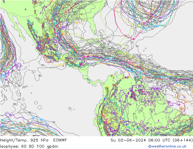 Height/Temp. 925 hPa ECMWF Dom 02.06.2024 06 UTC