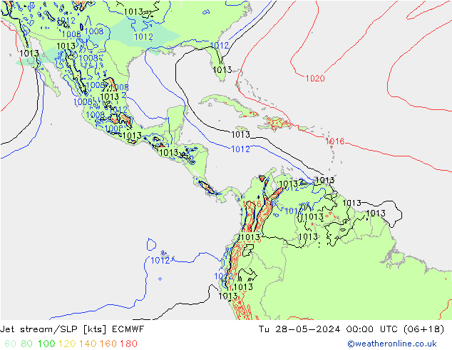 Corriente en chorro ECMWF mar 28.05.2024 00 UTC