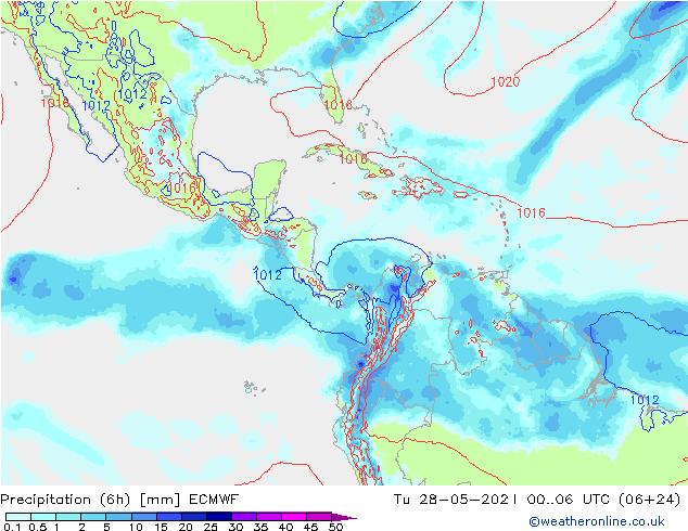 Precipitação (6h) ECMWF Ter 28.05.2024 06 UTC