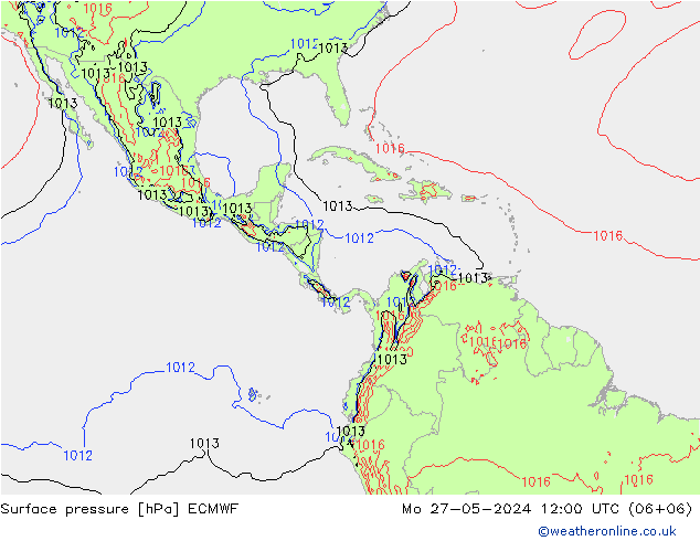 Presión superficial ECMWF lun 27.05.2024 12 UTC