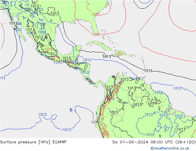 Surface pressure ECMWF Sa 01.06.2024 06 UTC