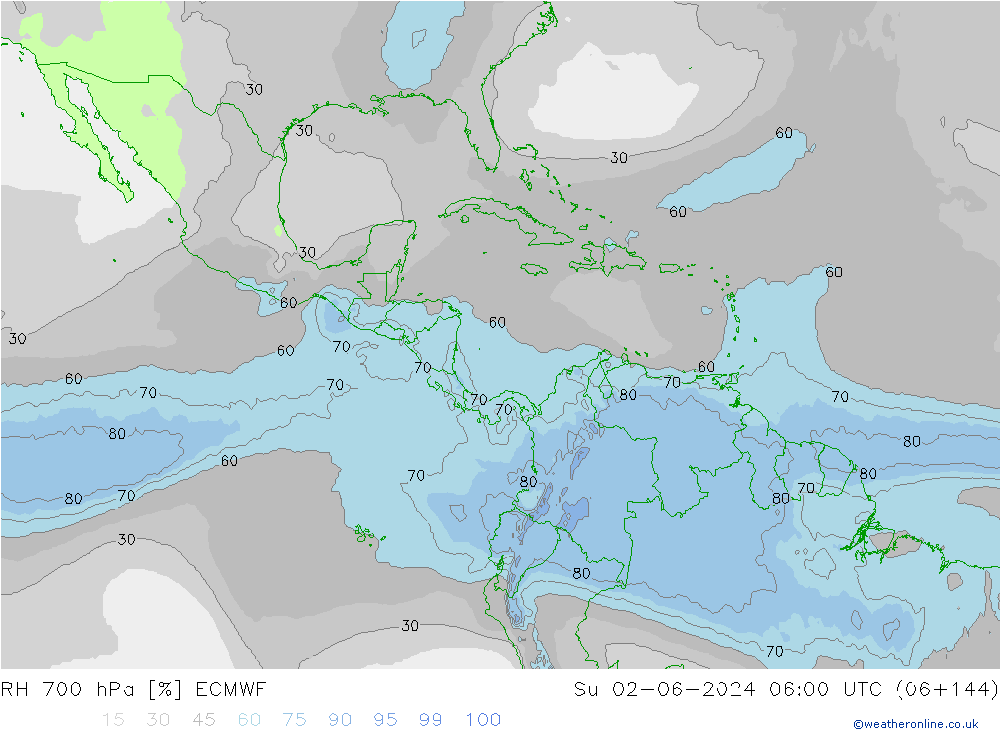 RH 700 hPa ECMWF  02.06.2024 06 UTC