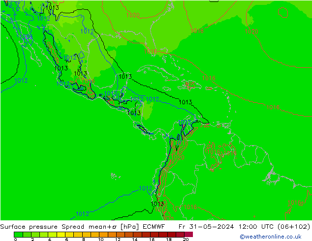 pressão do solo Spread ECMWF Sex 31.05.2024 12 UTC