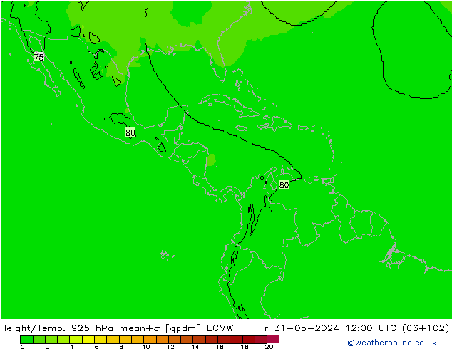 Height/Temp. 925 hPa ECMWF Sex 31.05.2024 12 UTC