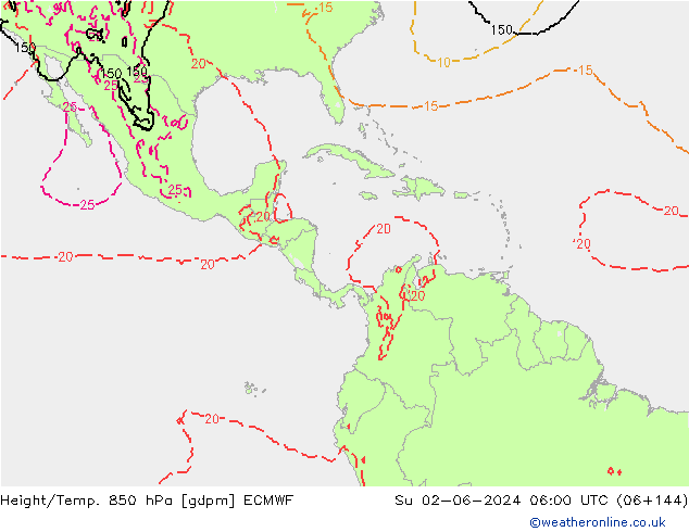 Height/Temp. 850 hPa ECMWF nie. 02.06.2024 06 UTC