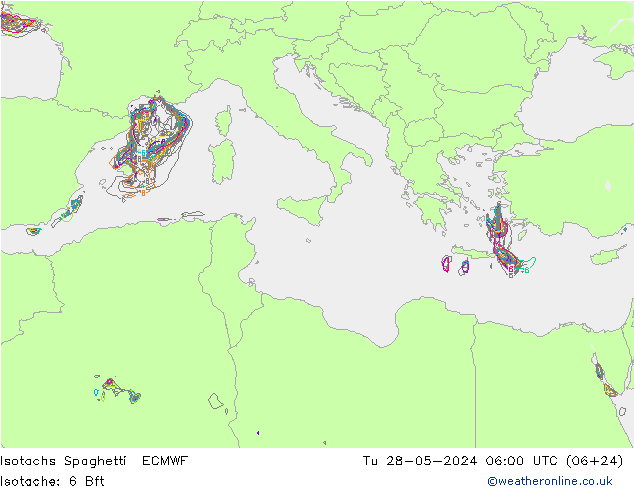 Isotachen Spaghetti ECMWF di 28.05.2024 06 UTC