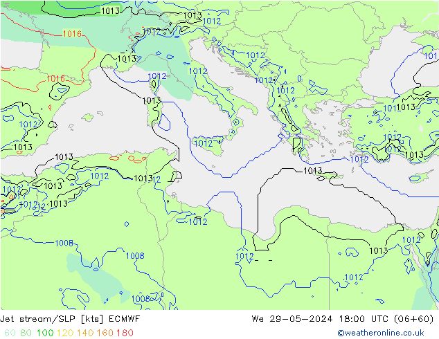 Prąd strumieniowy ECMWF śro. 29.05.2024 18 UTC