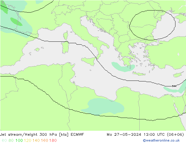 Jet stream/Height 300 hPa ECMWF Mo 27.05.2024 12 UTC