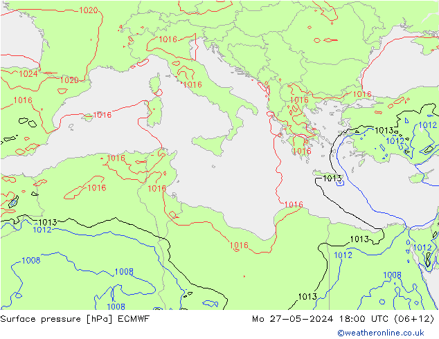 Surface pressure ECMWF Mo 27.05.2024 18 UTC