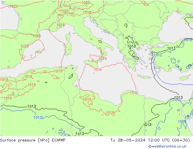Surface pressure ECMWF Tu 28.05.2024 12 UTC