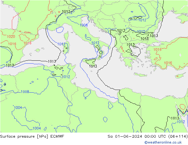 Luchtdruk (Grond) ECMWF za 01.06.2024 00 UTC