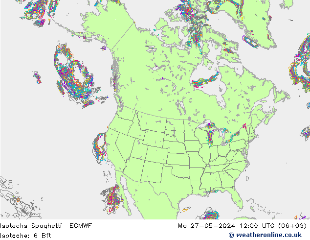 Isotachen Spaghetti ECMWF Mo 27.05.2024 12 UTC