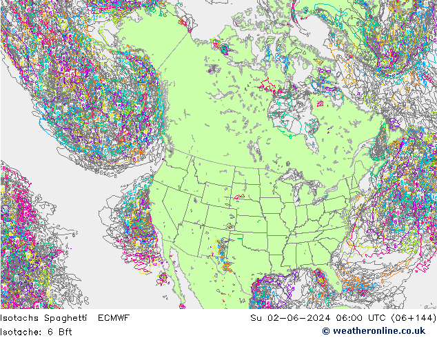 Isotaca Spaghetti ECMWF dom 02.06.2024 06 UTC