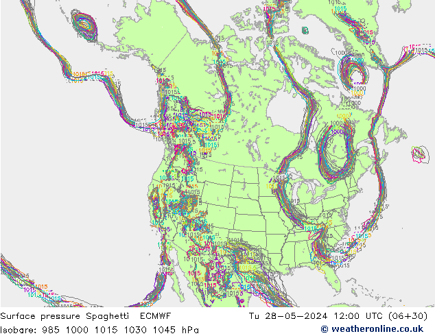 Bodendruck Spaghetti ECMWF Di 28.05.2024 12 UTC