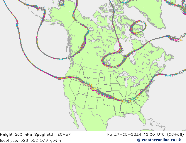 Géop. 500 hPa Spaghetti ECMWF lun 27.05.2024 12 UTC