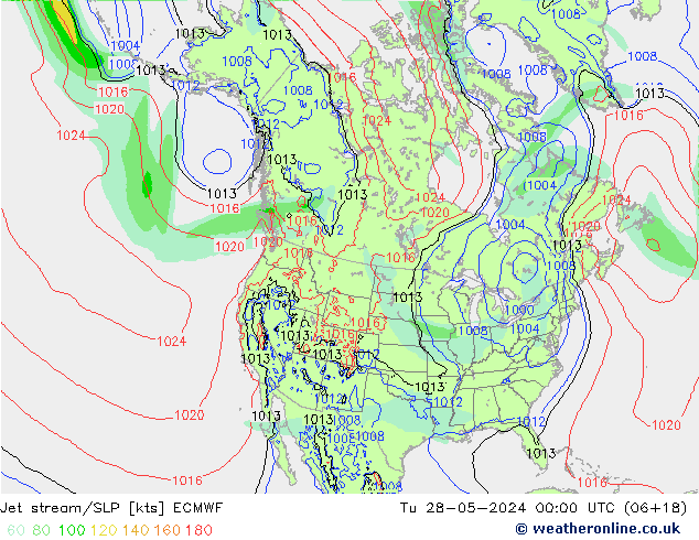 Jet stream/SLP ECMWF Tu 28.05.2024 00 UTC